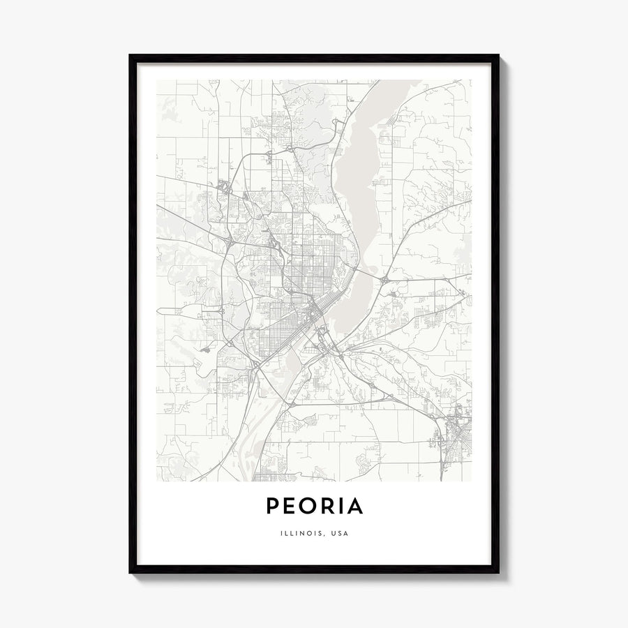 Peoria, Illinois Map Poster, framed poster mockup