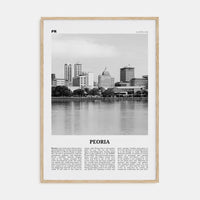 Peoria, Illinois Poster Natural Wood / 8x12 in Nbourhood Travel B&W Poster