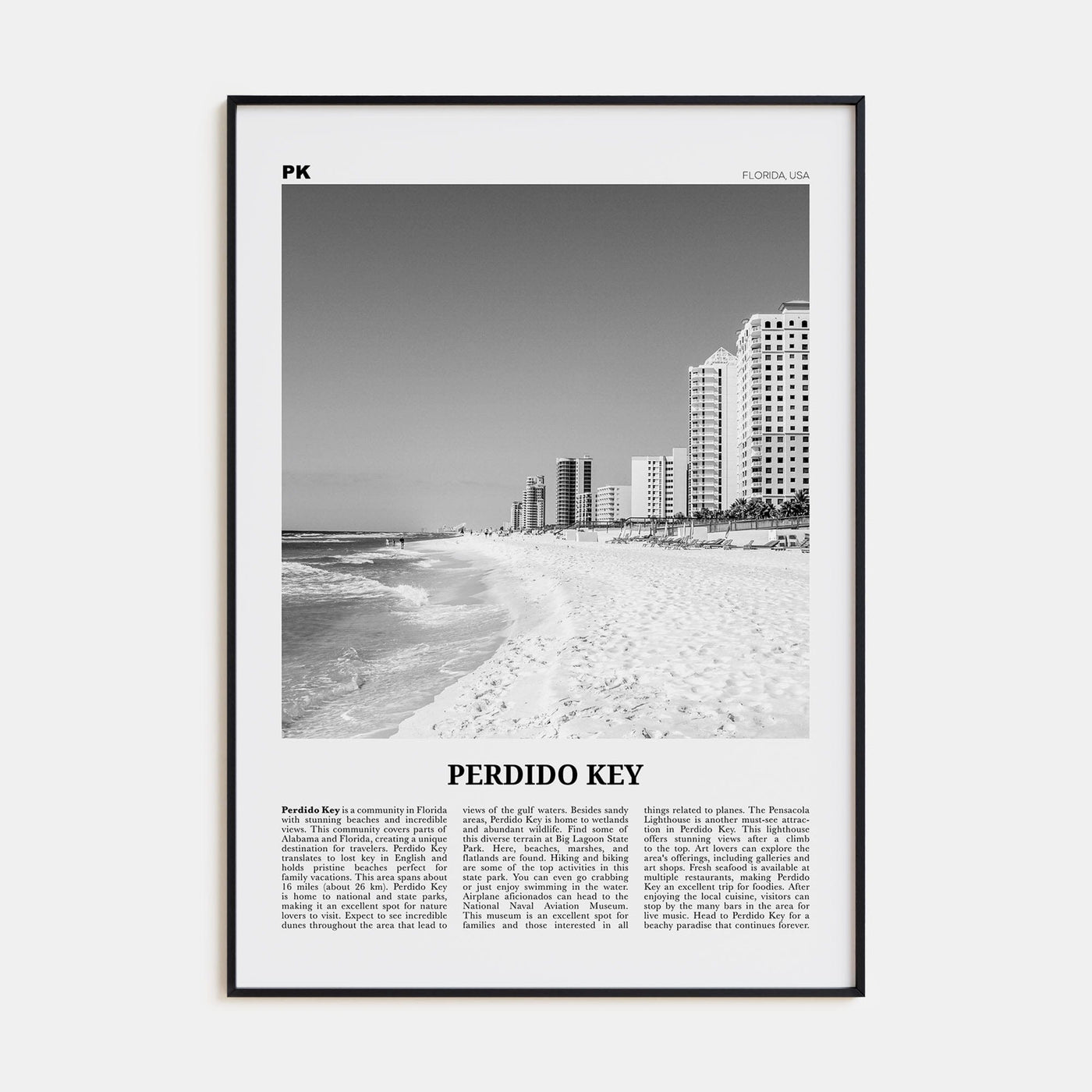 Perdido Key Poster None / 8x12 in Nbourhood Travel B&W Poster