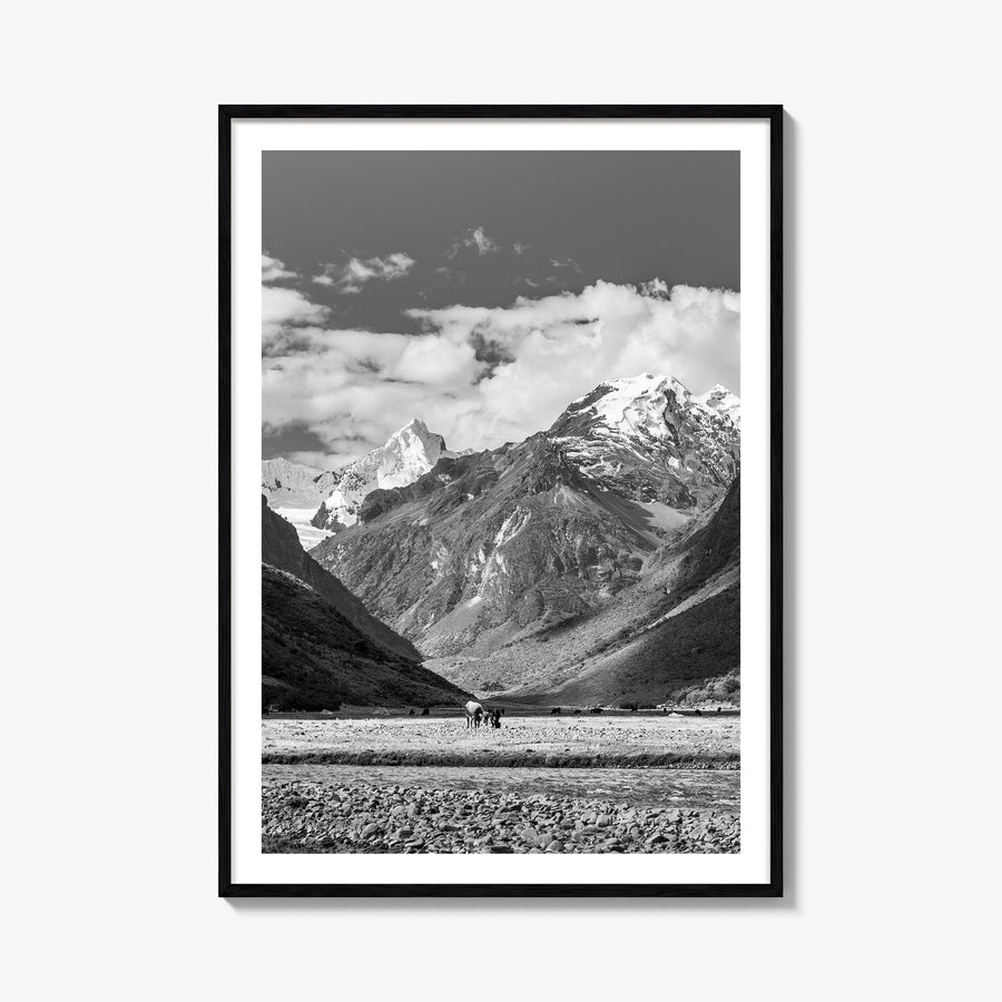 Peru black & white photo poster of South America – vertical wall art, unframed print shown in interior mockup