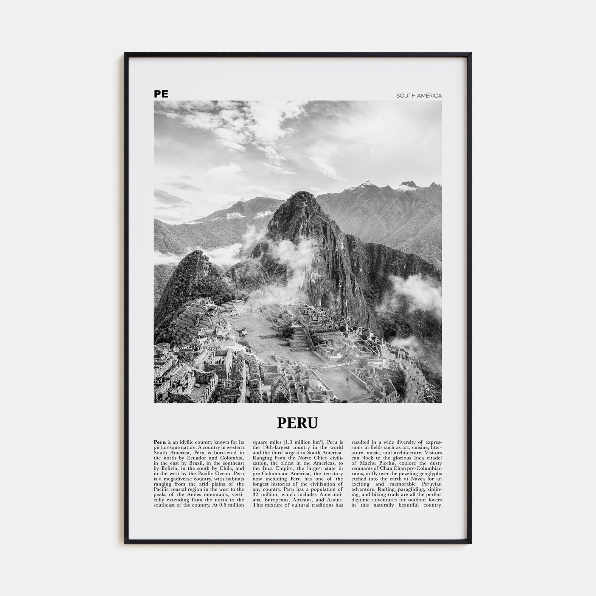 Peru No 1 Poster None / 8x12 in Nbourhood Travel B&W Poster