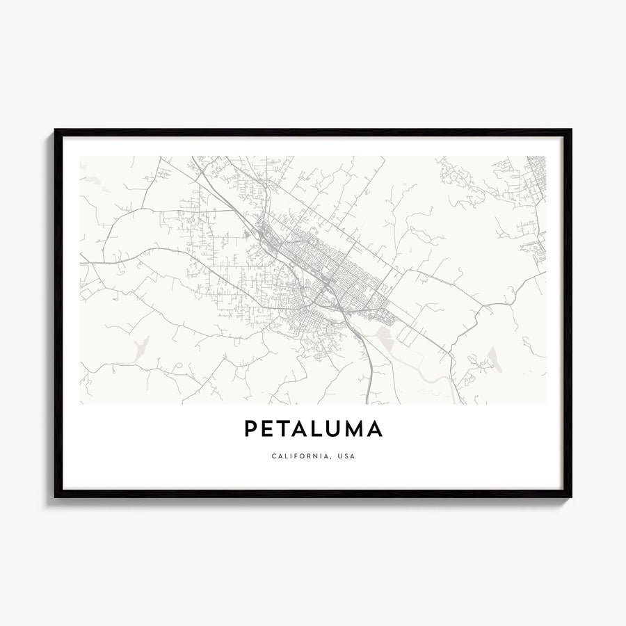 Petaluma Map Poster, framed poster mockup