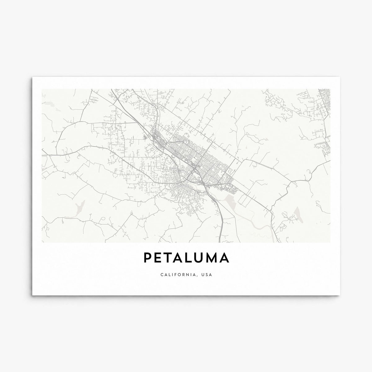 Petaluma Map Poster, print only (unframed)