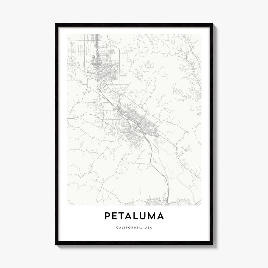Petaluma Map Poster, framed poster mockup