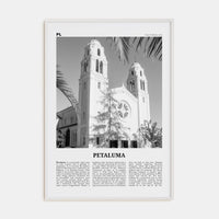 Petaluma Poster White Wood / 8x12 in Nbourhood Travel B&W Poster