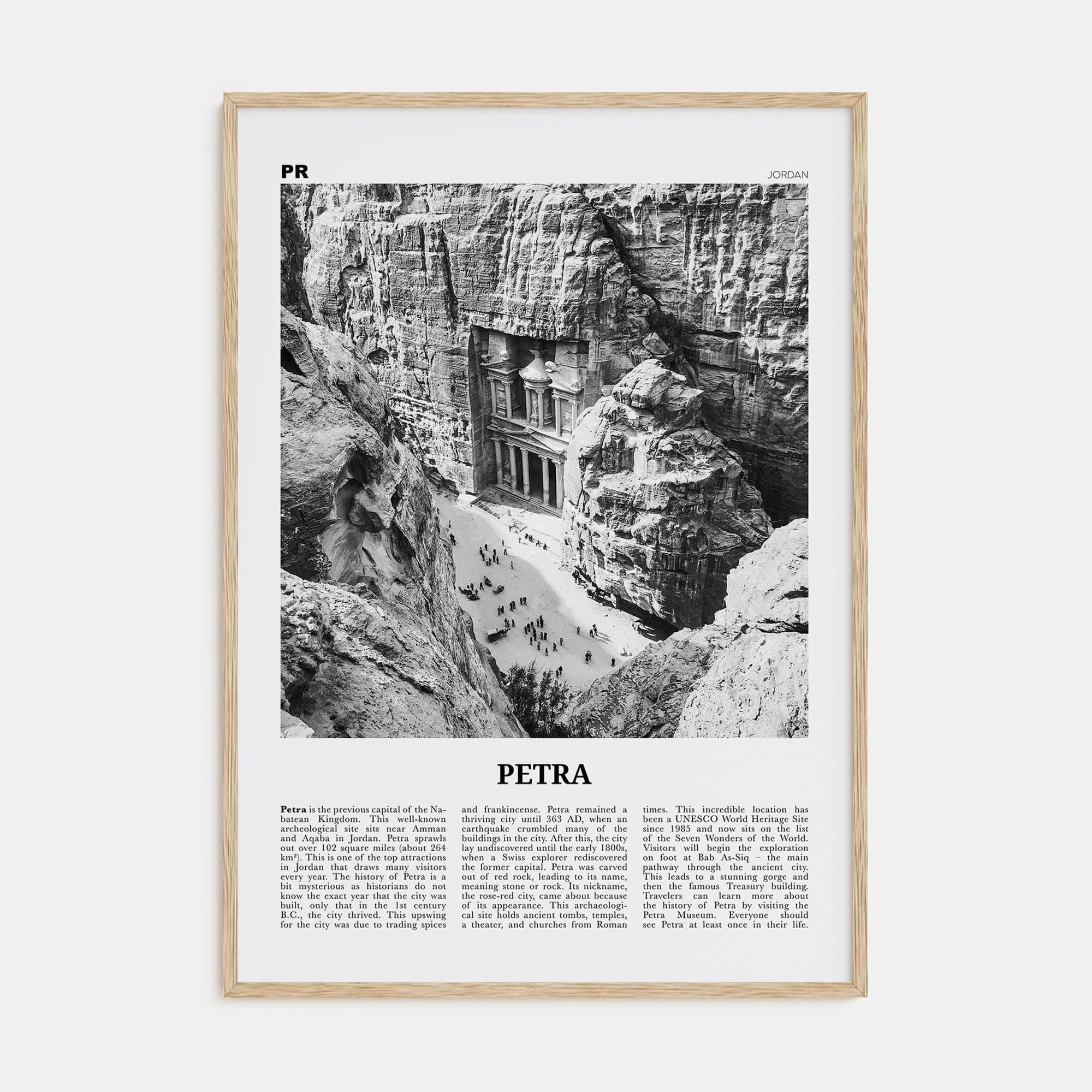 Petra Poster Natural Wood / 8x12 in Nbourhood Travel B&W Poster