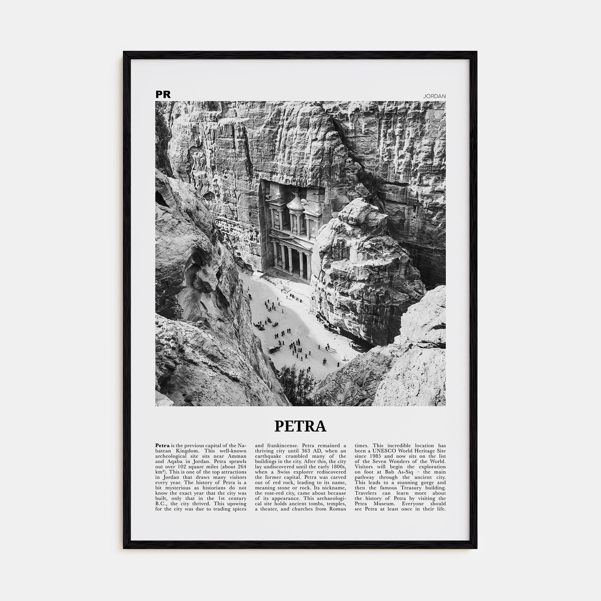 Petra Poster Black Wood / 8x12 in Nbourhood Travel B&W Poster