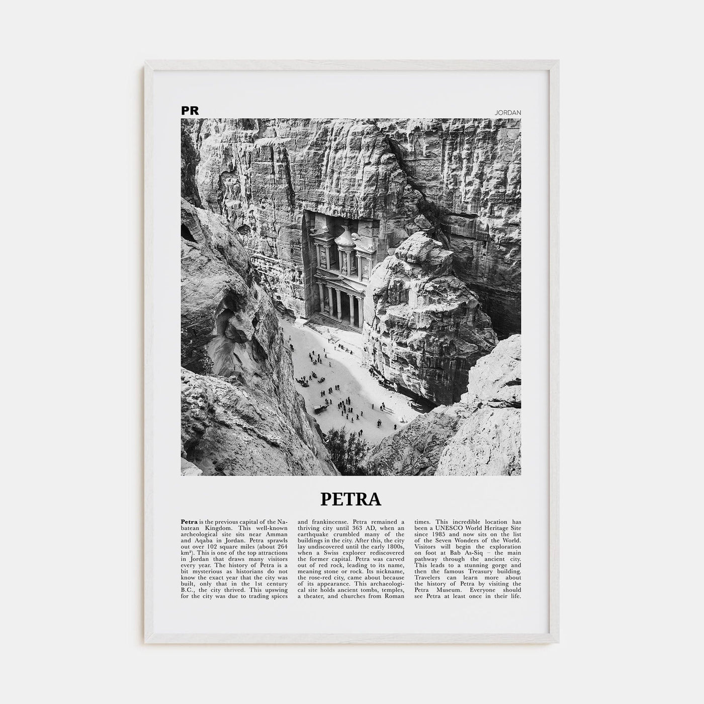 Petra Poster White Wood / 8x12 in Nbourhood Travel B&W Poster