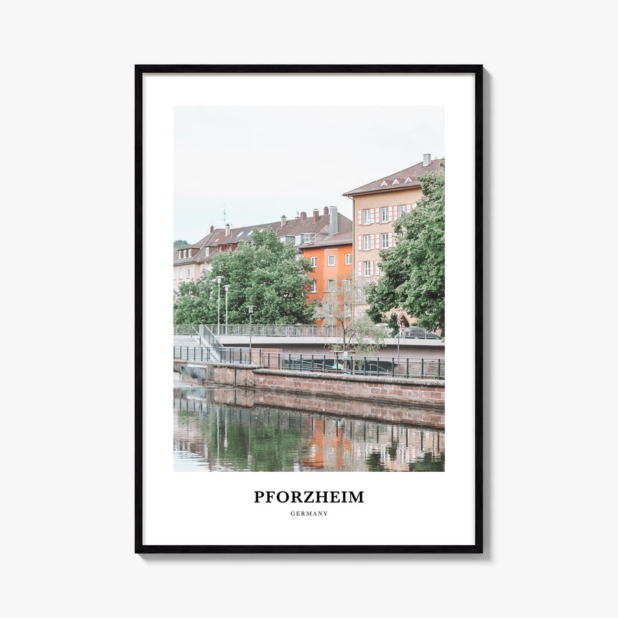Pforzheim colorful classic poster of Germany – vertical wall art, unframed print shown in interior mockup
