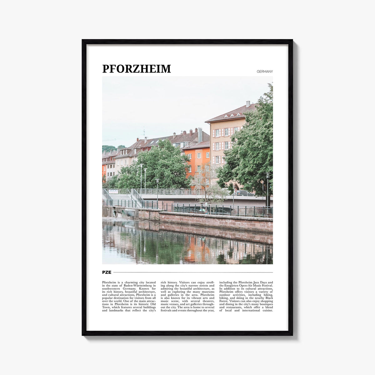 Pforzheim colorful travel poster of Germany – vertical wall art, unframed print shown in interior mockup