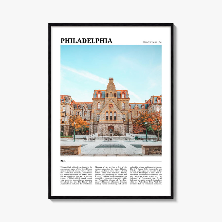 Philadelphia no. 1 colorful travel poster of Pennsylvania, USA – vertical wall art, unframed print shown in interior mockup