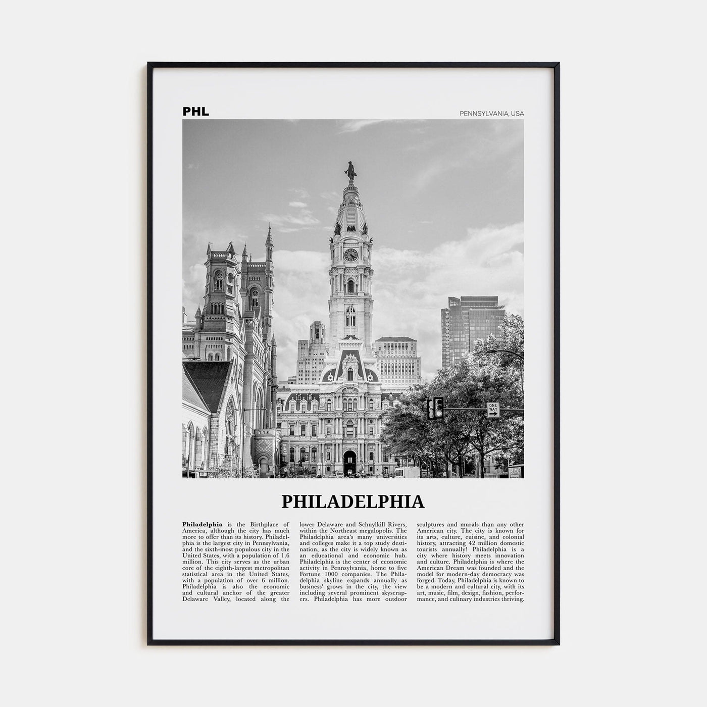 Philadelphia No 1 Poster None / 8x12 in Nbourhood Travel B&W Poster