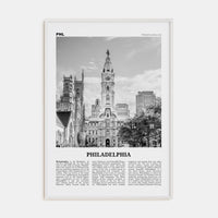 Philadelphia No 1 Poster White Wood / 8x12 in Nbourhood Travel B&W Poster