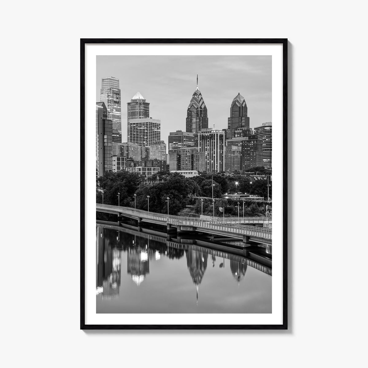 Philadelphia no. 2 black & white photo poster of Pennsylvania, USA – vertical wall art, unframed print shown in interior mock