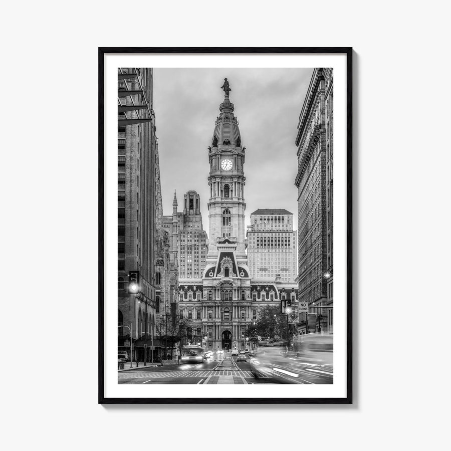 Philadelphia no. 3 black & white photo poster of Pennsylvania, USA – vertical wall art, unframed print shown in interior mock