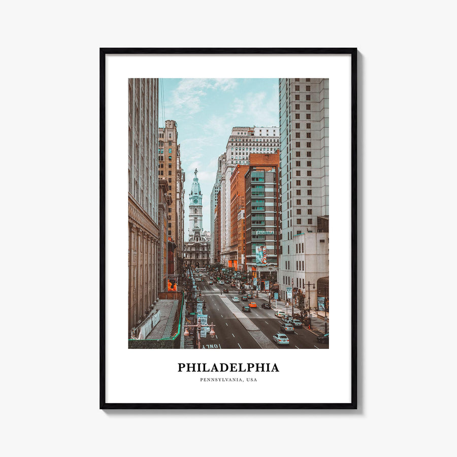 Philadelphia no. 3 colorful classic poster of Pennsylvania, USA – vertical wall art, unframed print shown in interior mockup