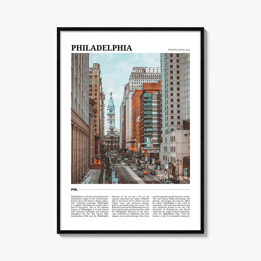 Philadelphia no. 3 colorful travel poster of Pennsylvania, USA – vertical wall art, unframed print shown in interior mockup