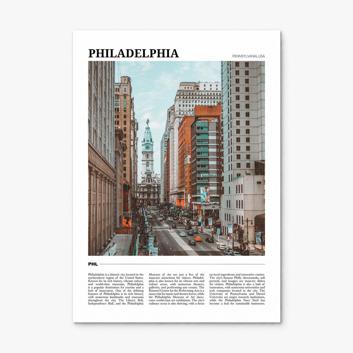 Philadelphia Travel No 3 Poster, print only (unframed)