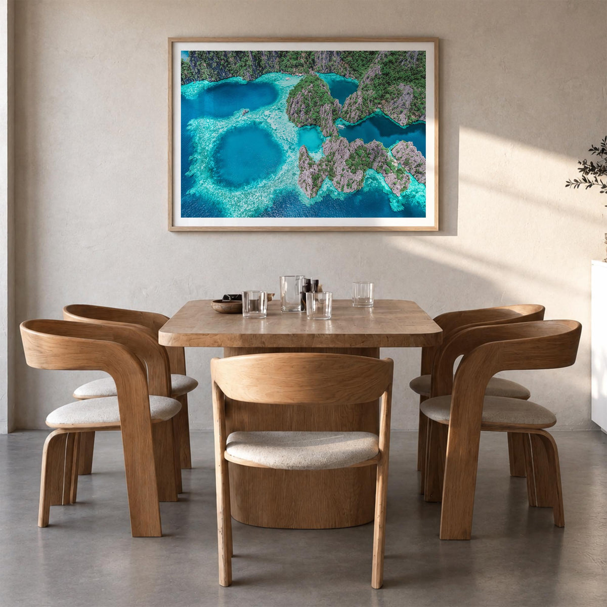 Philippines colorful photo poster of Asia – horizontal wall art in natural wood frame with white border, hanging on wall