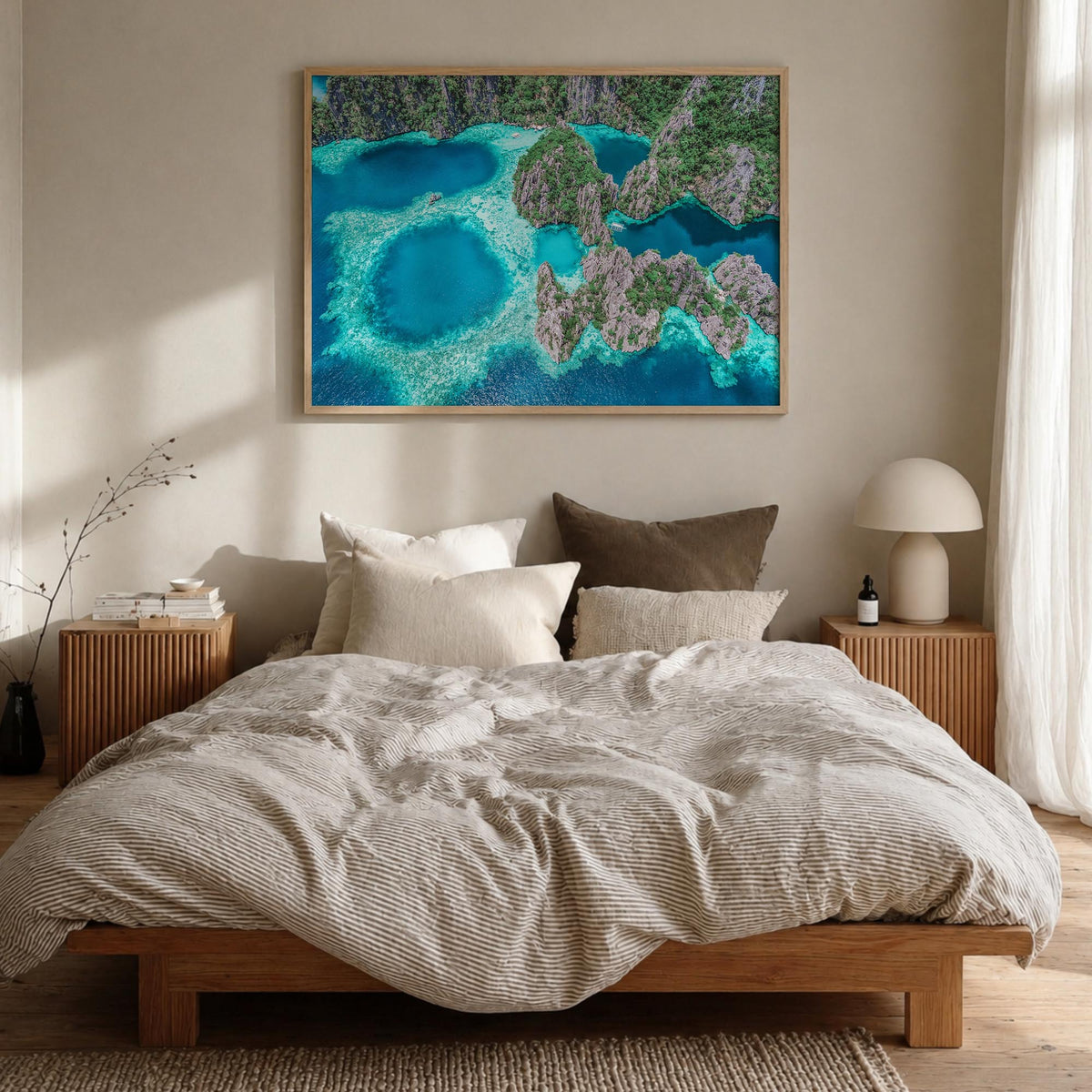 Philippines colorful photo poster of Asia – horizontal wall art in natural wood frame, hanging on wall
