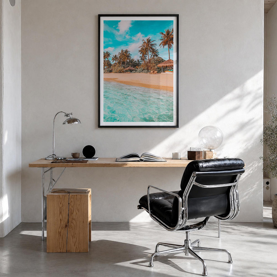 Philippines no. 1 colorful photo poster of Asia – vertical wall art in black wood frame with white border, hanging on wall