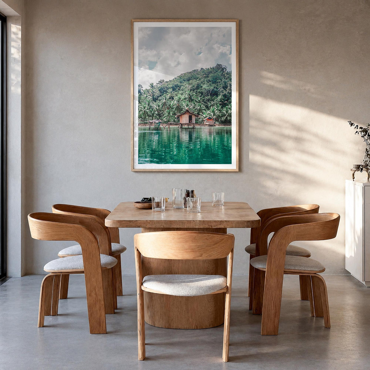 Philippines no. 2 colorful photo poster of Asia – vertical wall art in natural wood frame with white border, hanging on wall