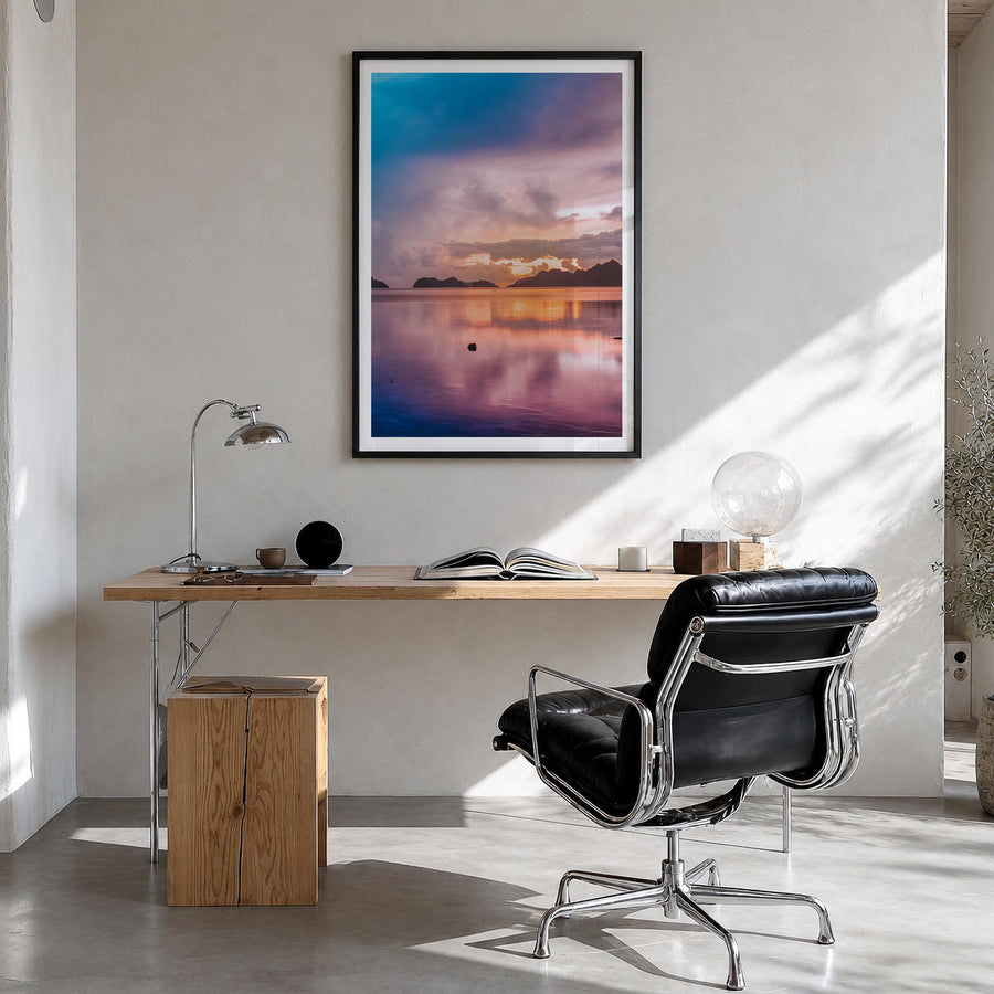 Philippines no. 3 colorful photo poster of Asia – vertical wall art in black wood frame with white border, hanging on wall