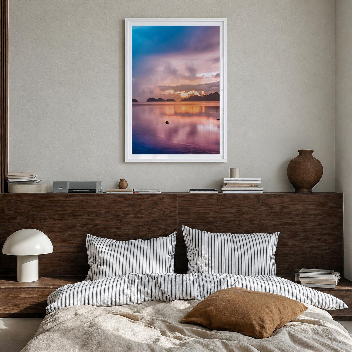 Philippines no. 3 colorful photo poster of Asia – vertical wall art in white wood frame with white border, hanging on wall