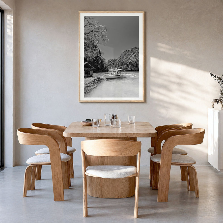Philippines Photo No 2 Poster in a natural wood frame, hanging in a dining room, white border