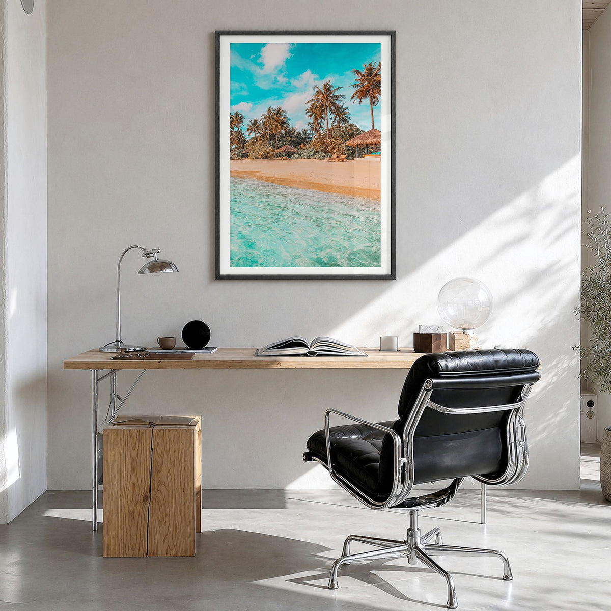 Philippines Photo No 1 Poster in a black wood frame, hanging in a bright home office, white border