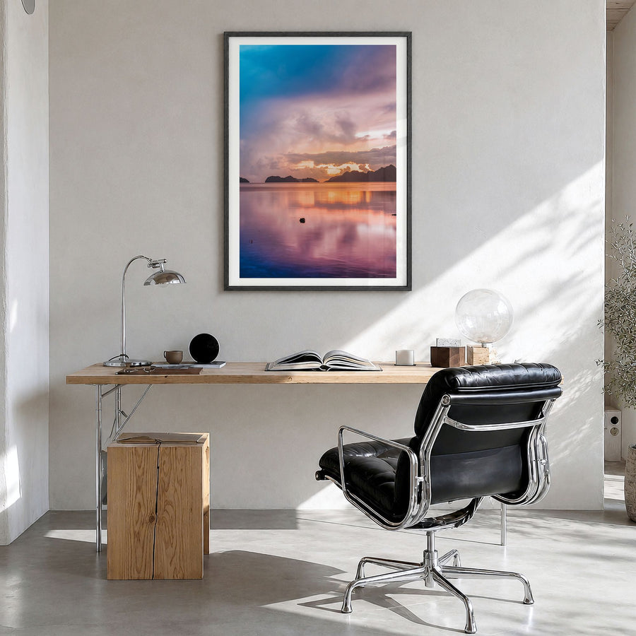 Philippines Photo No 3 Poster in a black wood frame, hanging in a bright home office, white border