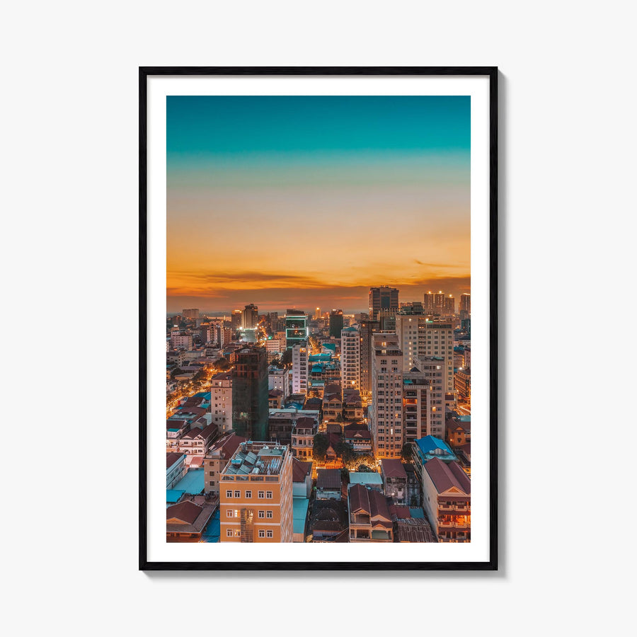 Phnom Penh colorful photo poster of Cambodia – vertical wall art, unframed print shown in interior mockup