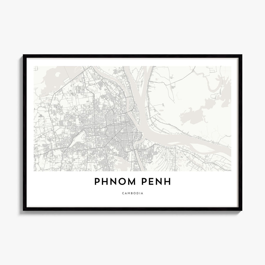 Phnom Penh Map Poster, framed poster mockup