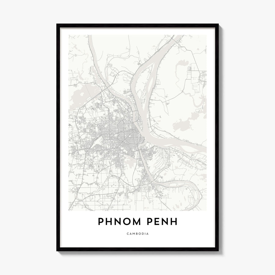 Phnom Penh Map Poster, framed poster mockup