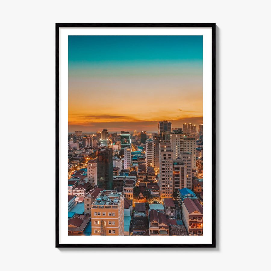 Phnom Penh Photo Poster, framed poster mockup, white border