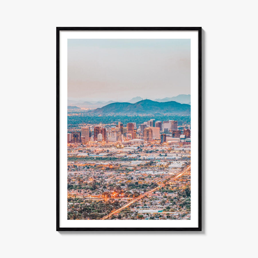 Phoenix colorful photo poster of Arizona, USA – vertical wall art, unframed print shown in interior mockup