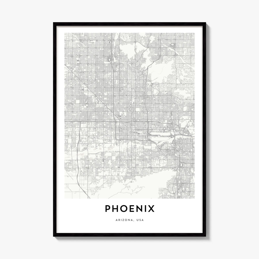 Phoenix Map Poster, framed poster mockup