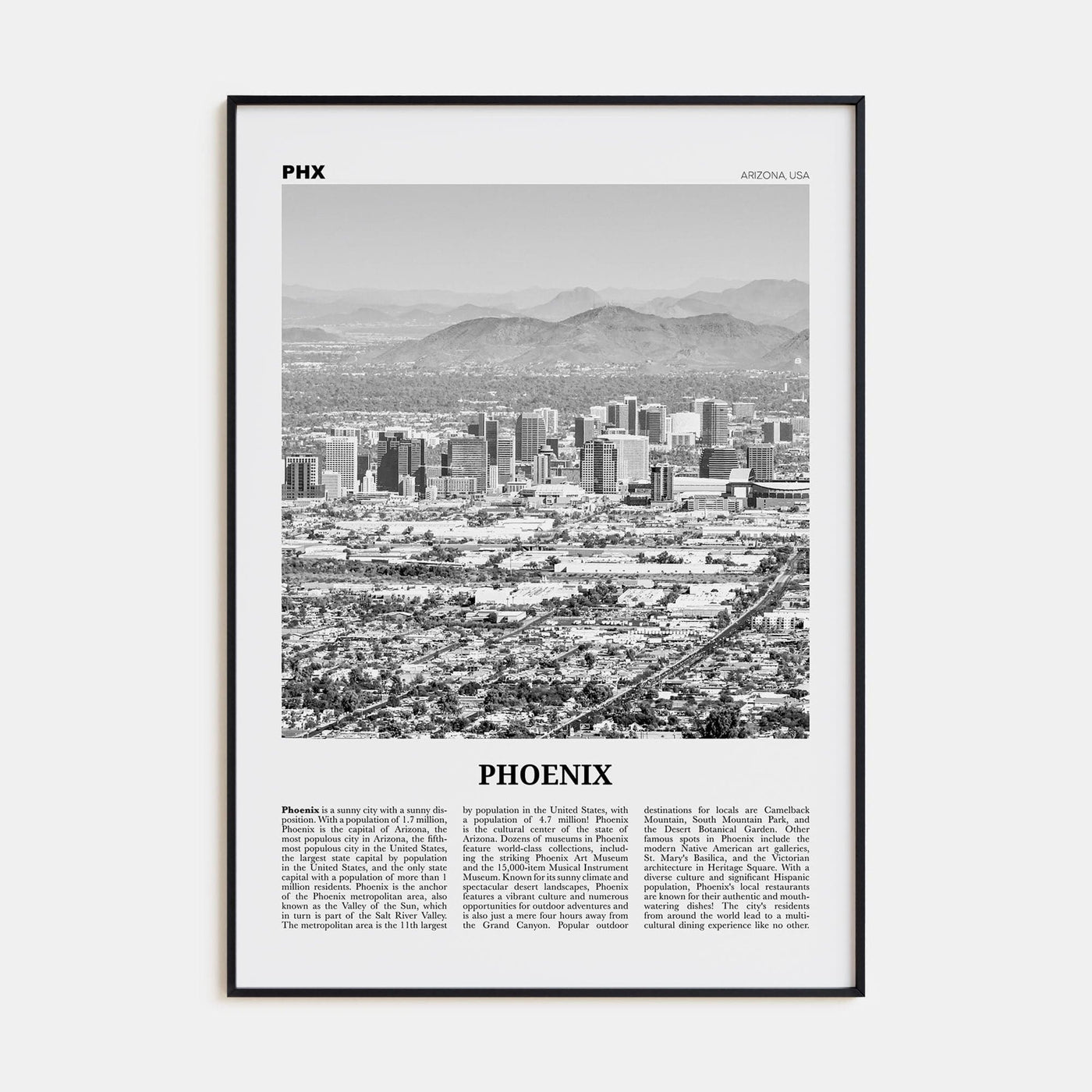 Phoenix No 1 Poster None / 8x12 in Nbourhood Travel B&W Poster