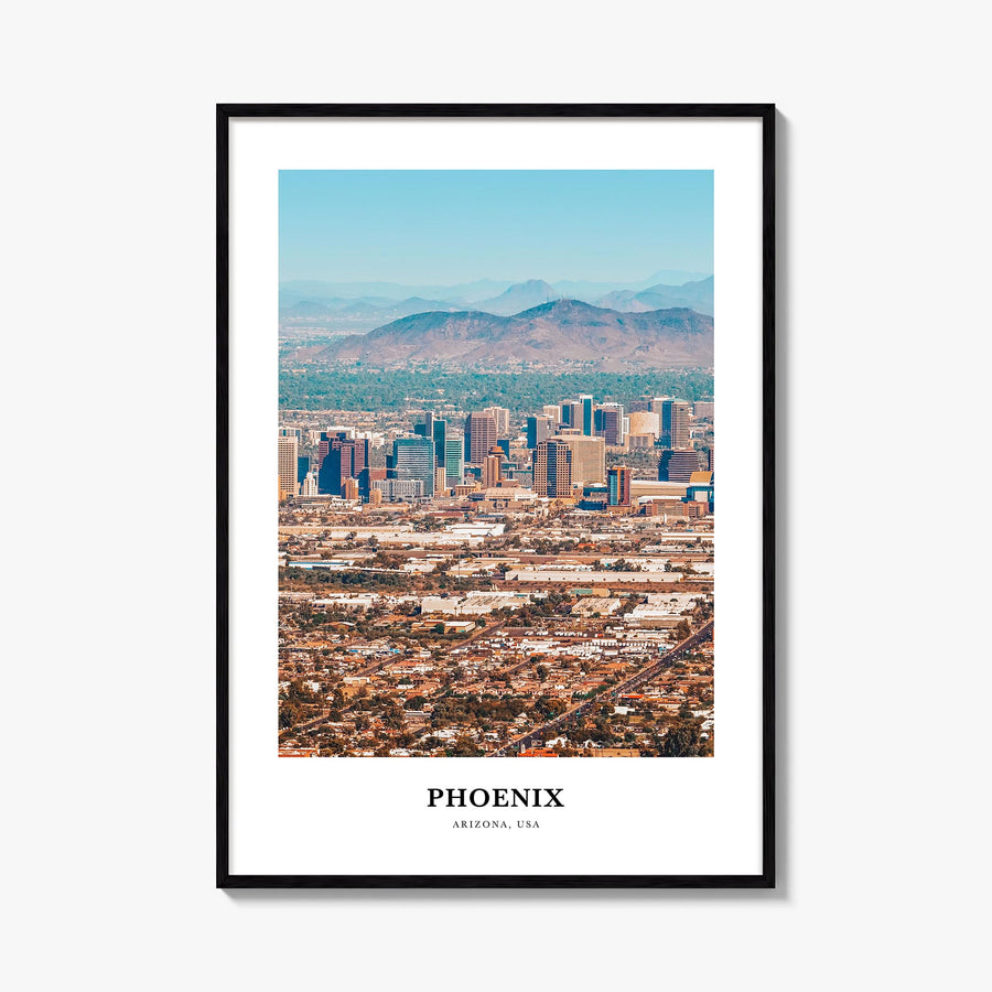 Phoenix no. 2 colorful classic poster of Arizona, USA – vertical wall art, unframed print shown in interior mockup