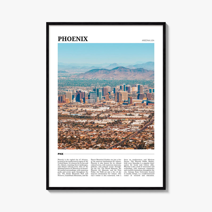 Phoenix no. 2 colorful travel poster of Arizona, USA – vertical wall art, unframed print shown in interior mockup