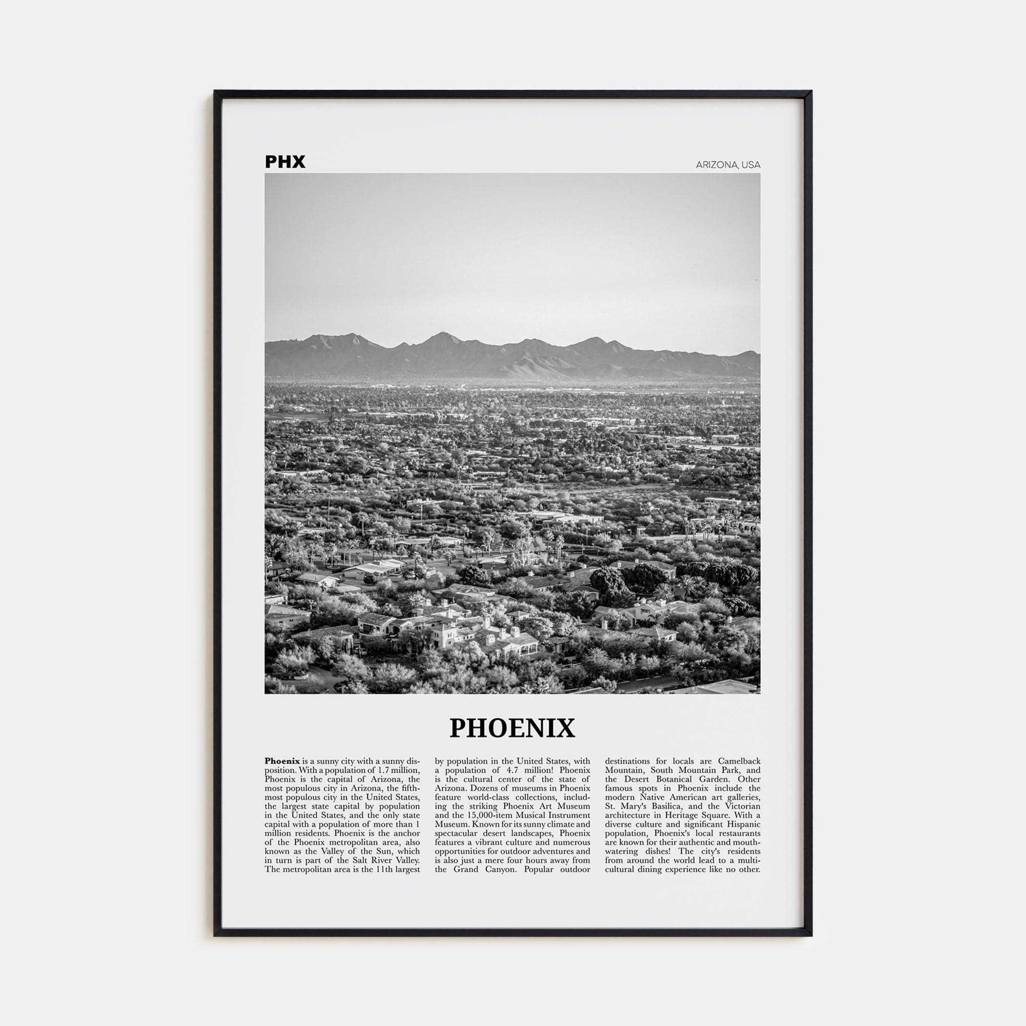 Phoenix No 2 Poster None / 8x12 in Nbourhood Travel B&W Poster