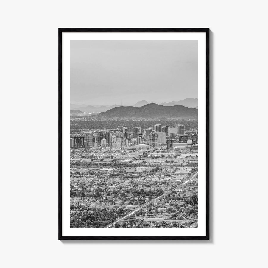 Phoenix no. 3 black & white photo poster of Arizona, USA – vertical wall art, unframed print shown in interior mockup