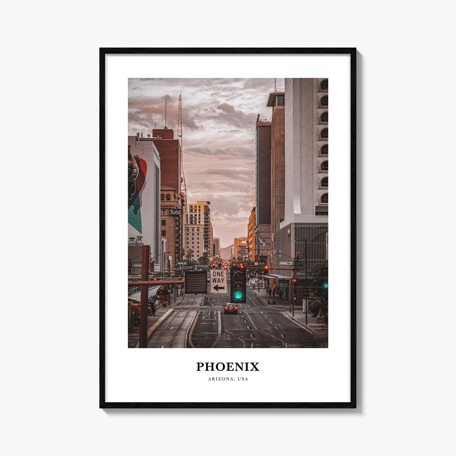 Phoenix no. 3 colorful classic poster of Arizona, USA – vertical wall art, unframed print shown in interior mockup