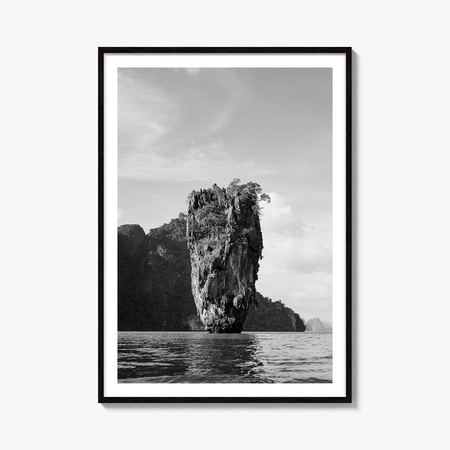 Phuket black & white photo poster of Thailand – vertical wall art, unframed print shown in interior mockup