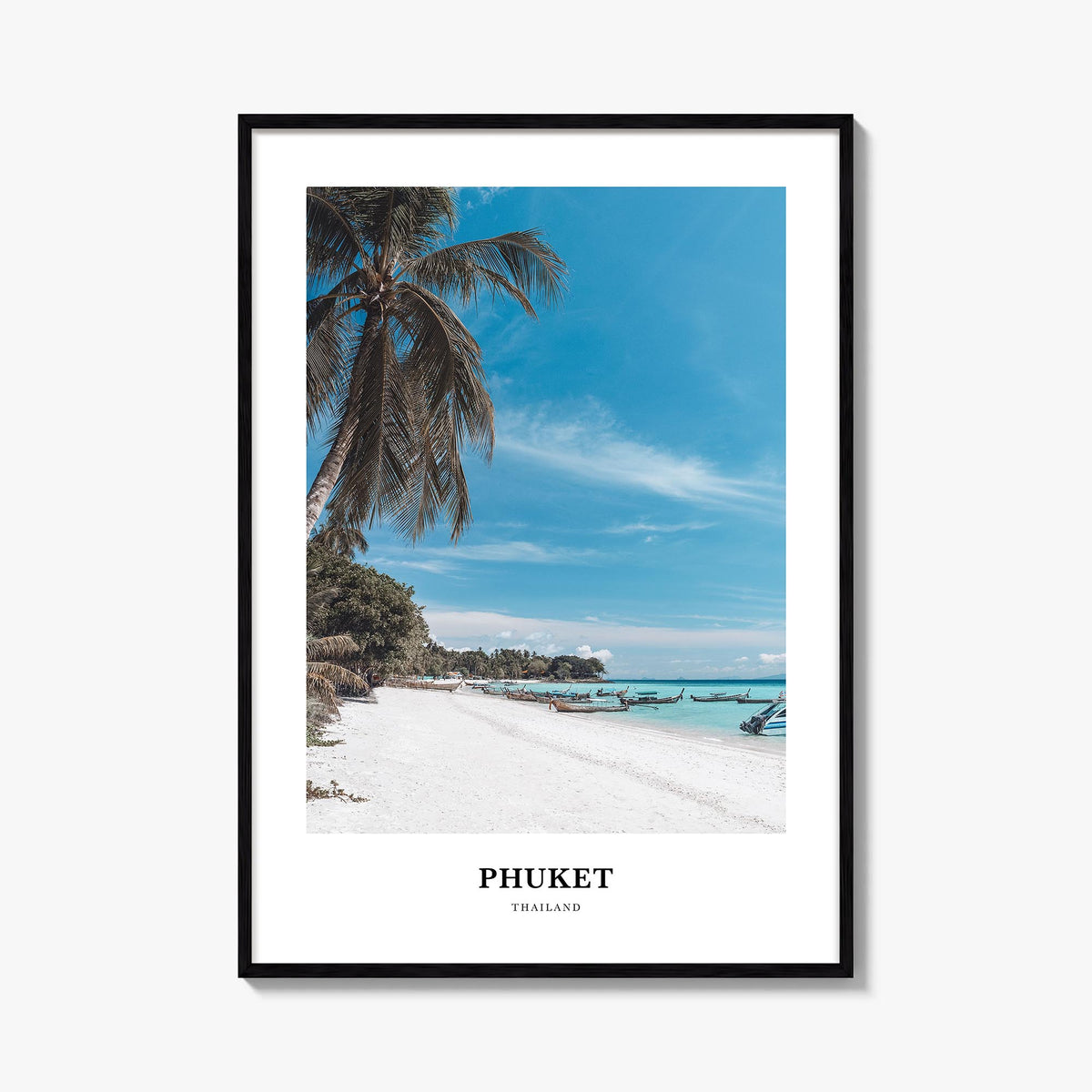 Phuket colorful classic poster of Thailand – vertical wall art, unframed print shown in interior mockup
