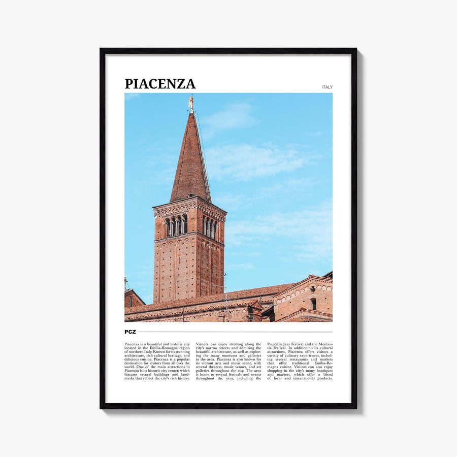 Piacenza colorful travel poster of Italy – vertical wall art, unframed print shown in interior mockup