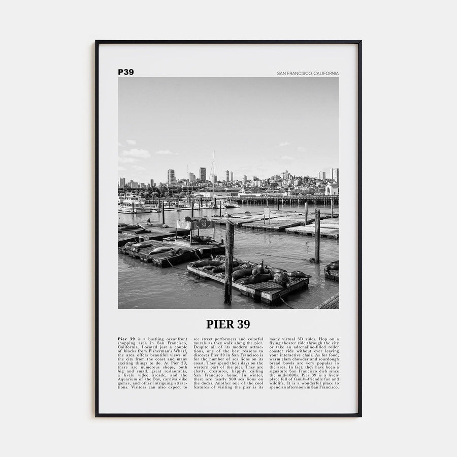 Pier 39 Poster None / 8x12 in Nbourhood Travel B&W Poster