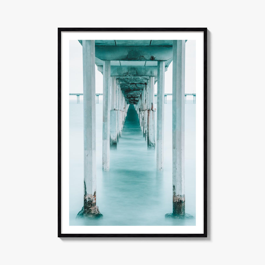 Pier no. 1 colorful photo poster – vertical wall art, unframed print shown in interior mockup