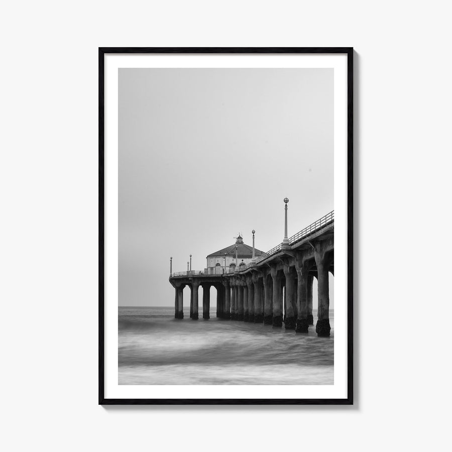 Pier no. 2 black & white photo poster – vertical wall art, unframed print shown in interior mockup