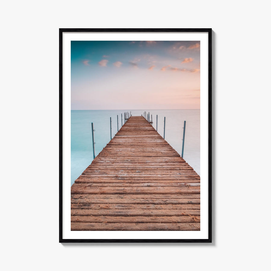 Pier no. 2 colorful photo poster – vertical wall art, unframed print shown in interior mockup